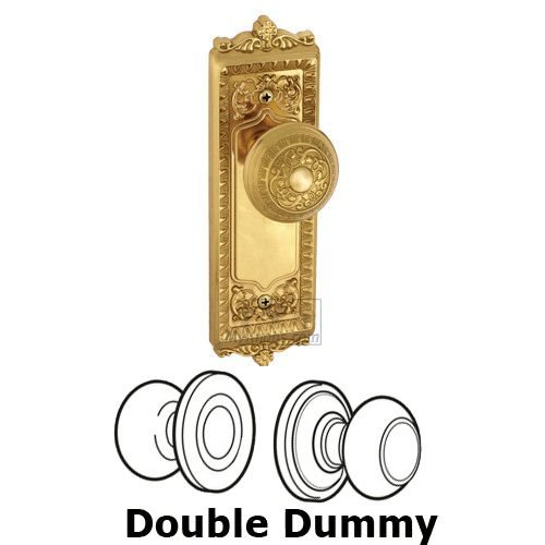 Grandeur Double Dummy Knob - Windsor Plate with Windsor Door Knob in Lifetime Brass