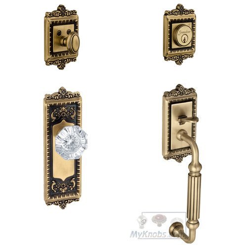 Grandeur Windsor with "F" Grip and Chambord Crystal Knob in Vintage Brass