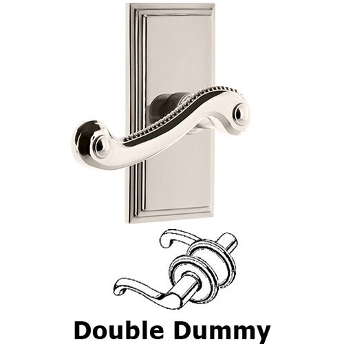 Grandeur Double Dummy Carre Plate with Newport Right Handed Lever in Polished Nickel