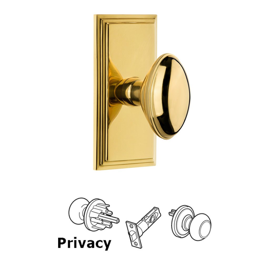 Grandeur Grandeur Carre Plate Privacy with Eden Prairie Knob in Polished Brass