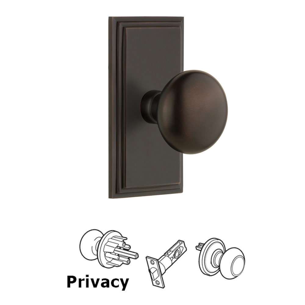 Grandeur Grandeur Carre Plate Privacy with Fifth Avenue Knob in Timeless Bronze