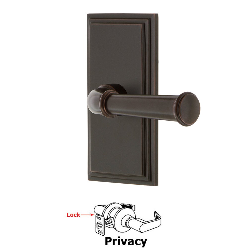 Grandeur Privacy Carre Plate with Georgetown Lever in Timeless Bronze