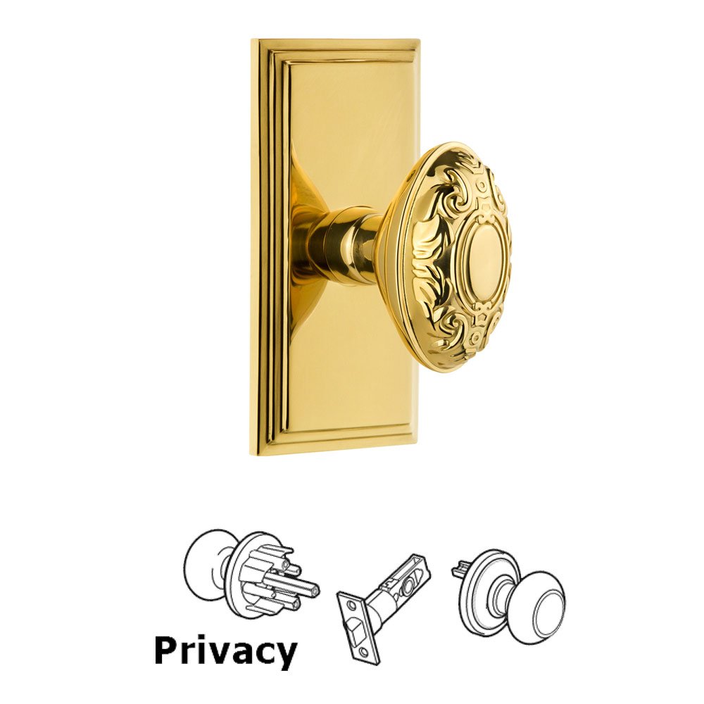 Grandeur Grandeur Carre Plate Privacy with Grande Victorian Knob in Polished Brass