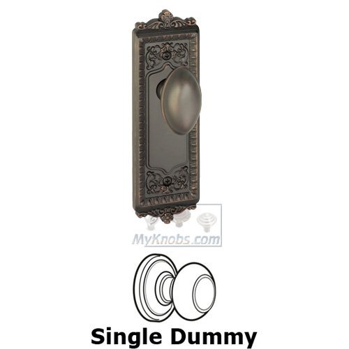 Grandeur Single Dummy Knob - Windsor Plate with Eden Prairie Door Knob in Timeless Bronze