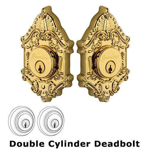 Grandeur Grandeur Double Cylinder Deadbolt with Grande Victorian Plate in Lifetime Brass