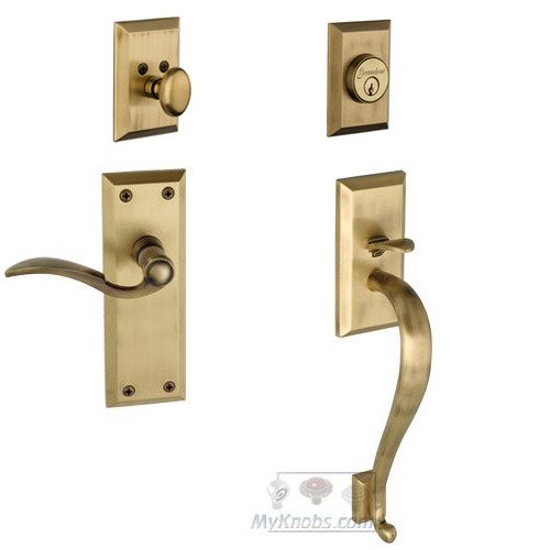 Grandeur Fifth Avenue with "S" Grip and Bellagio Right Handed Lever in Vintage Brass