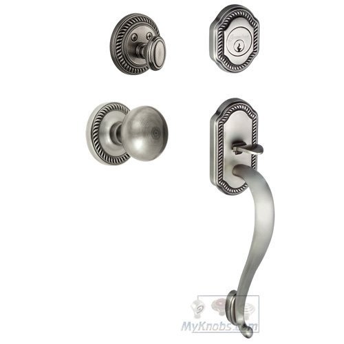 Grandeur Handleset - Newport with "S" Grip and Fifth Avenue Knob in Antique Pewter