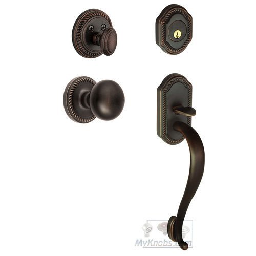 Grandeur Handleset - Newport with "S" Grip and Fifth Avenue Knob in Timeless Bronze