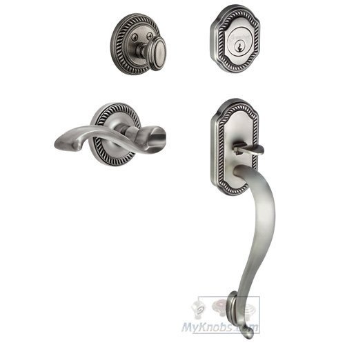 Grandeur Handleset - Newport with "S" Grip and Portofino Right Handed Lever in Antique Pewter