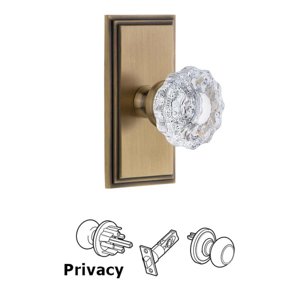 Grandeur Grandeur Carre Plate Privacy with Versailles Crystal Knob in Vintage Brass