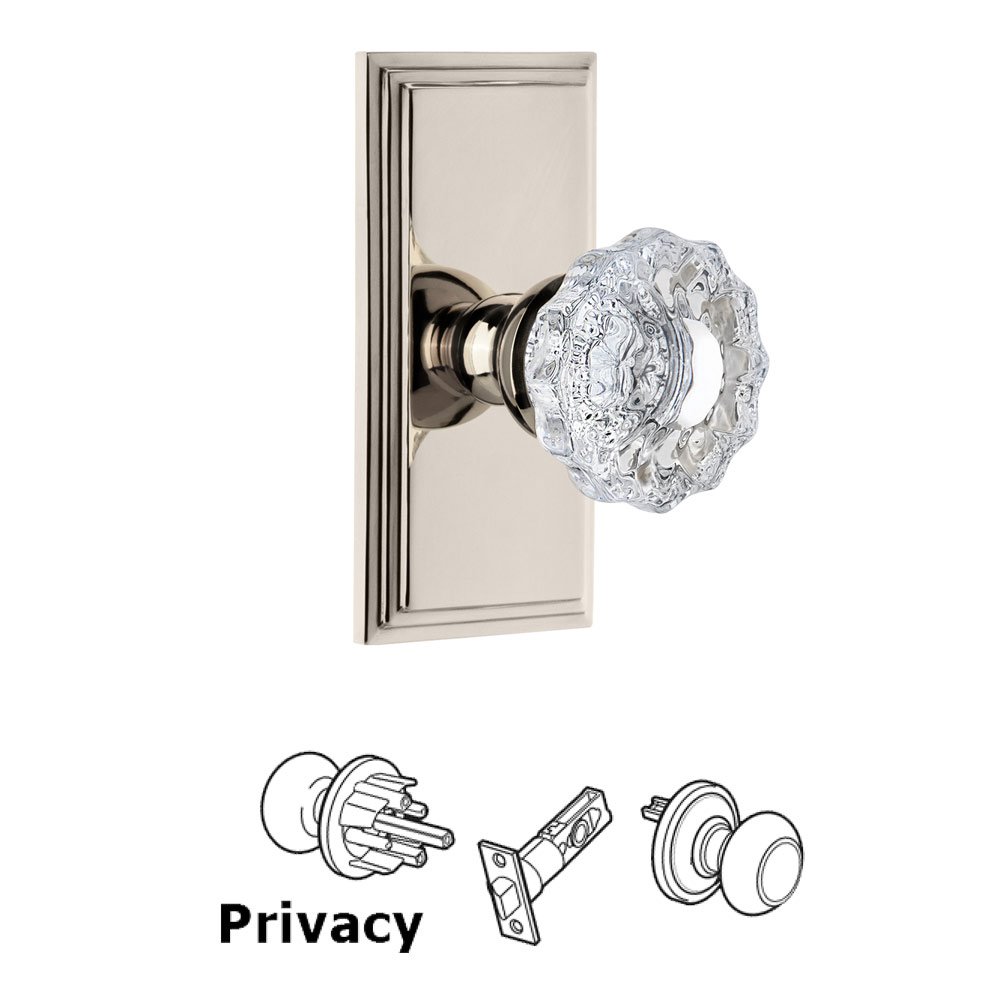 Grandeur Grandeur Carre Plate Privacy with Versailles Crystal Knob in Polished Nickel