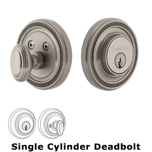 Grandeur Grandeur Single Cylinder Deadbolt with Soleil Plate in Satin Nickel