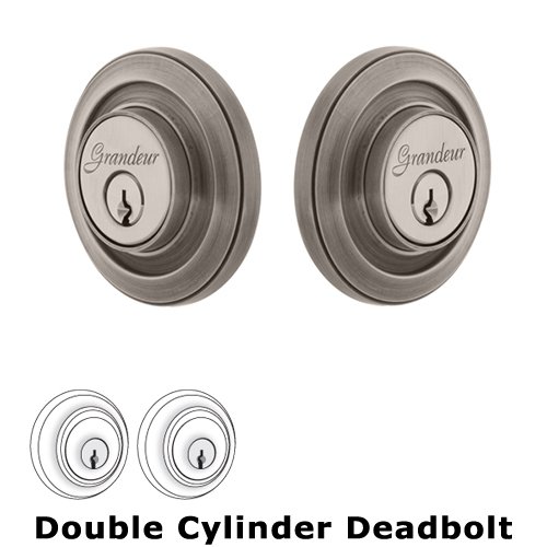 Grandeur Grandeur Double Cylinder Deadbolt with Circulaire Plate in Antique Pewter