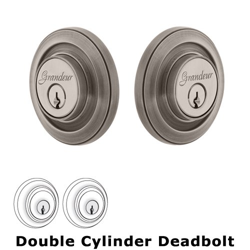 Grandeur Grandeur Double Cylinder Deadbolt with Circulaire Plate in Antique Pewter