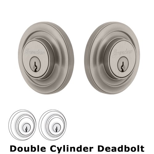 Grandeur Grandeur Double Cylinder Deadbolt with Circulaire Plate in Satin Nickel