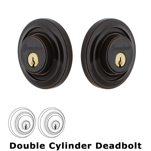Grandeur Grandeur Double Cylinder Deadbolt with Circulaire Plate in Timeless Bronze