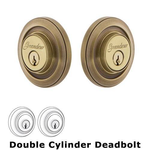 Grandeur Grandeur Double Cylinder Deadbolt with Circulaire Plate in Vintage Brass