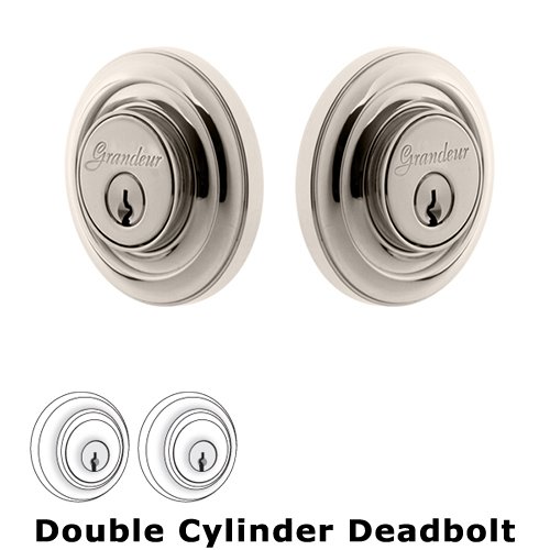 Grandeur Grandeur Double Cylinder Deadbolt with Circulaire Plate in Polished Nickel