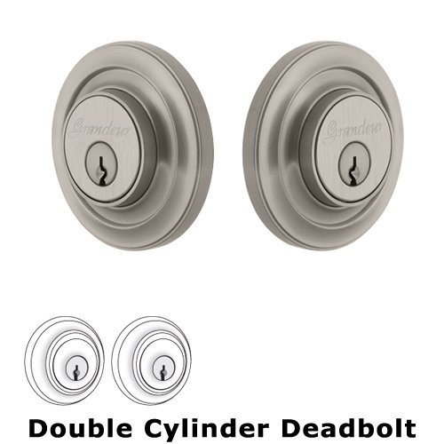 Grandeur Grandeur Double Cylinder Deadbolt with Circulaire Plate in Satin Nickel