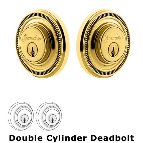 Grandeur Grandeur Double Cylinder Deadbolt with Soleil Plate in Lifetime Brass