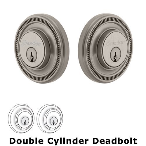 Grandeur Grandeur Double Cylinder Deadbolt with Soleil Plate in Satin Nickel