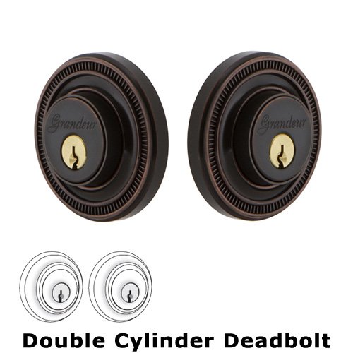 Grandeur Grandeur Double Cylinder Deadbolt with Soleil Plate in Timeless Bronze