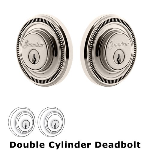 Grandeur Grandeur Double Cylinder Deadbolt with Soleil Plate in Polished Nickel
