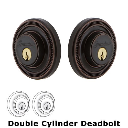 Grandeur Grandeur Double Cylinder Deadbolt with Soleil Plate in Timeless Bronze