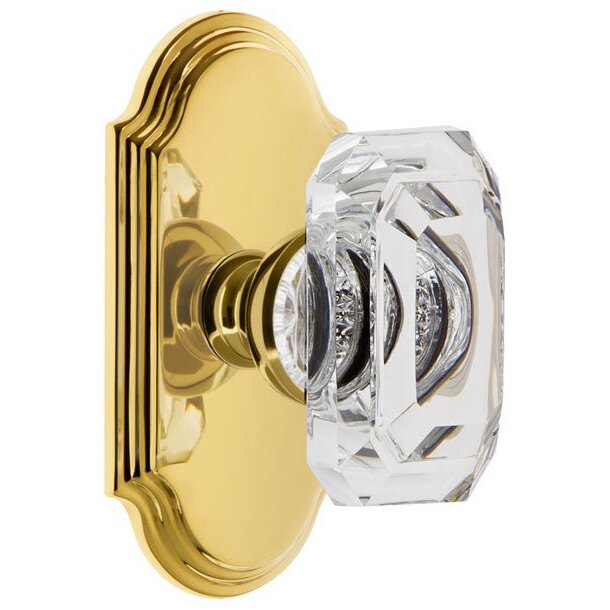 Grandeur Arc - Passage Knob with Baguette Clear Crystal Knob in Lifetime Brass