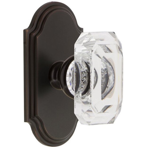 Grandeur Arc - Passage Knob with Baguette Clear Crystal Knob in Timeless Bronze