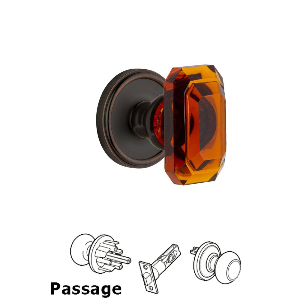 Grandeur Georgetown - Passage Knob with Baguette Amber Crystal Knob in Timeless Bronze