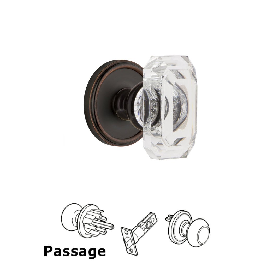 Grandeur Georgetown - Passage Knob with Baguette Clear Crystal Knob in Timeless Bronze