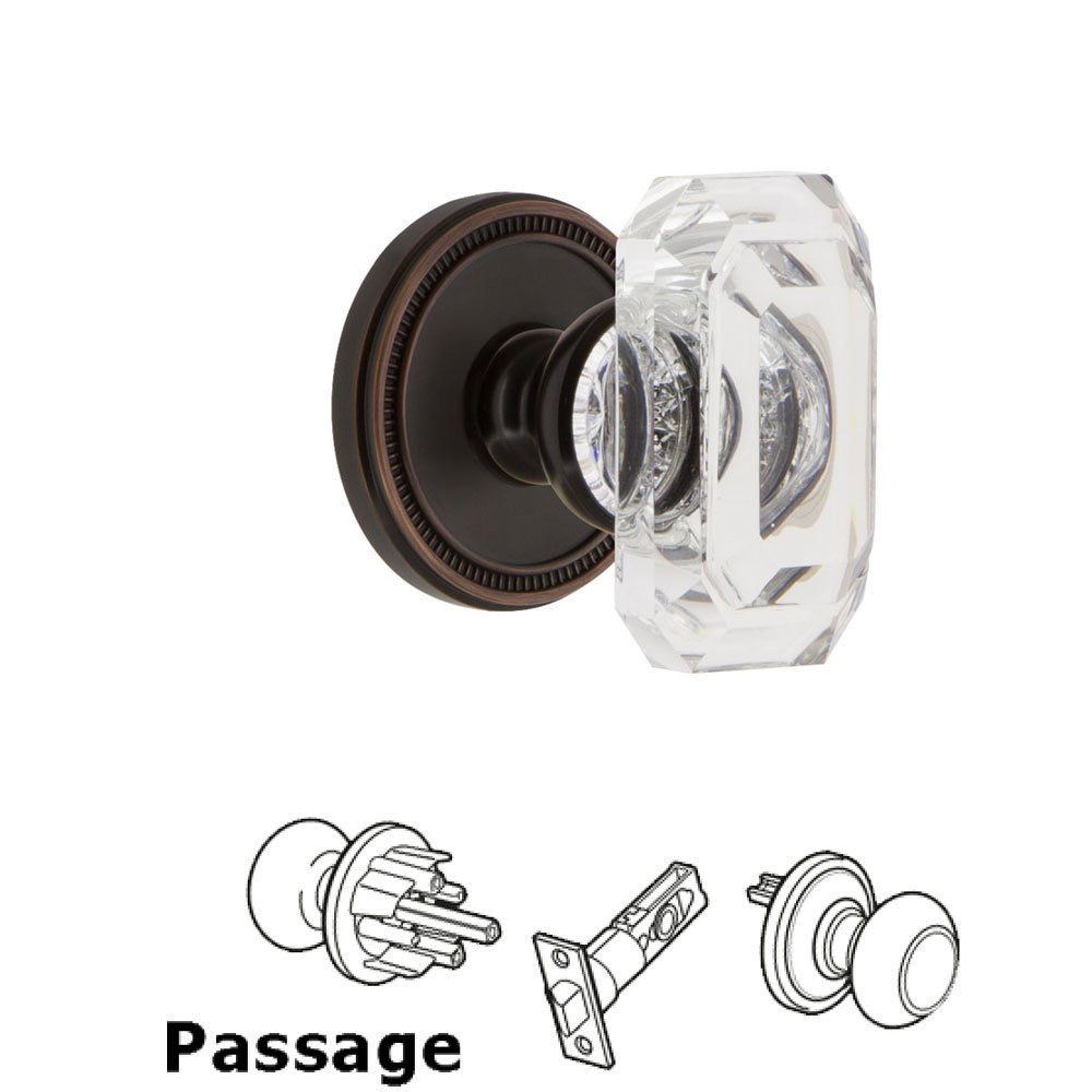 Grandeur Soleil - Passage Knob with Baguette Clear Crystal Knob in Timeless Bronze