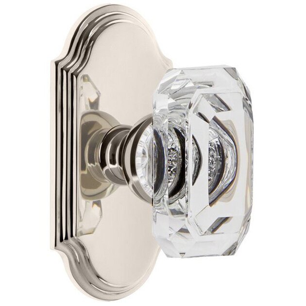 Grandeur Arc - Dummy Knob with Baguette Clear Crystal Knob in Polished Nickel