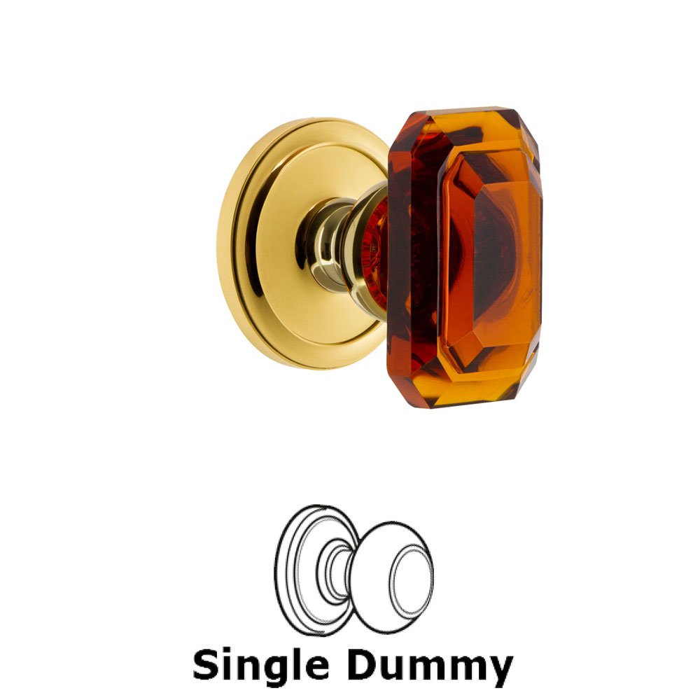Grandeur Circulaire - Dummy Knob with Baguette Amber Crystal Knob in Polished Brass