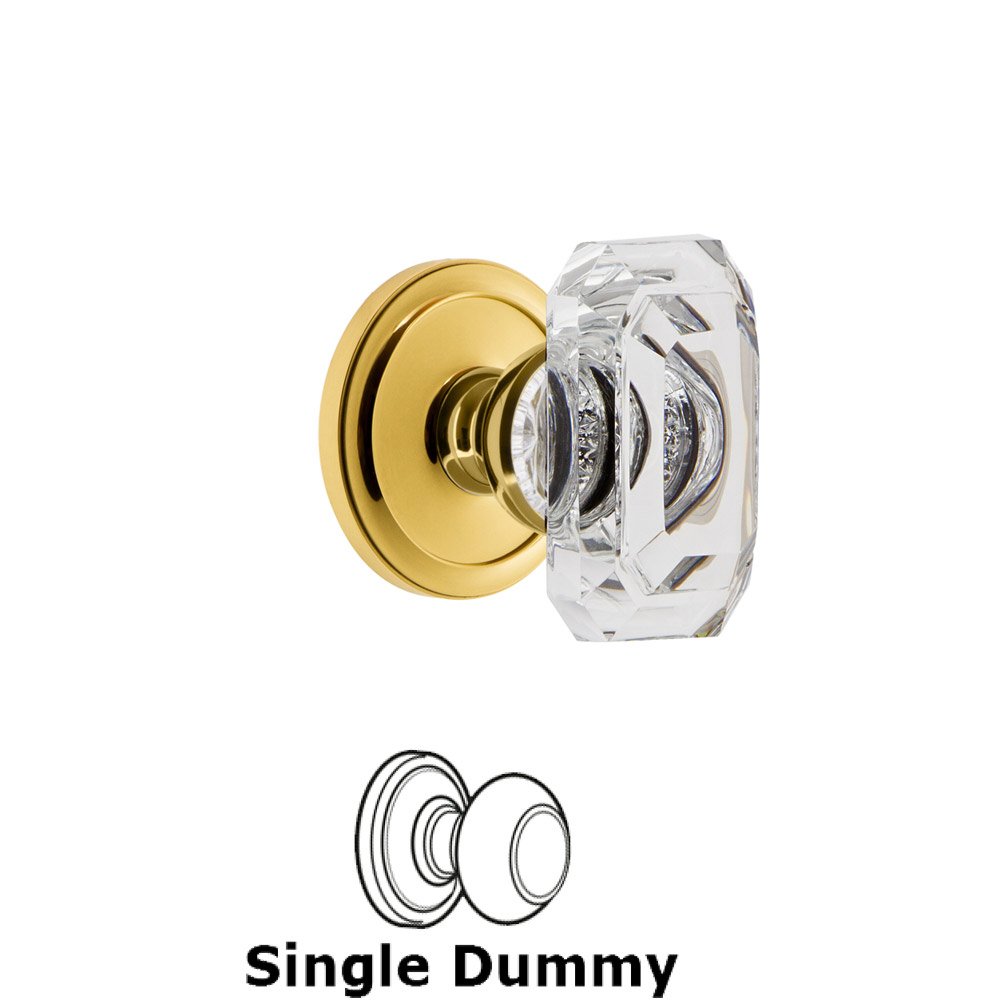 Grandeur Circulaire - Dummy Knob with Baguette Clear Crystal Knob in Polished Brass