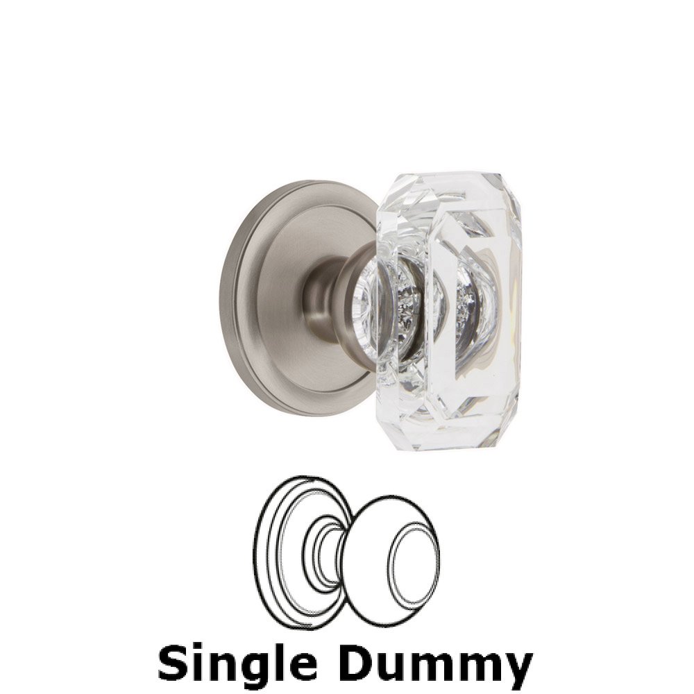 Grandeur Circulaire - Dummy Knob with Baguette Clear Crystal Knob in Satin Nickel