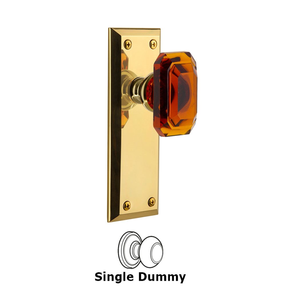 Grandeur Fifth Avenue - Dummy Knob with Baguette Amber Crystal Knob in Polished Brass