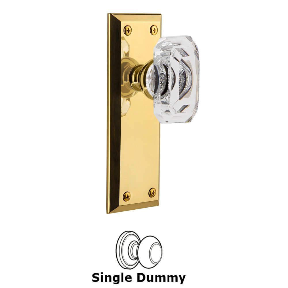 Grandeur Fifth Avenue - Dummy Knob with Baguette Clear Crystal Knob in Polished Brass