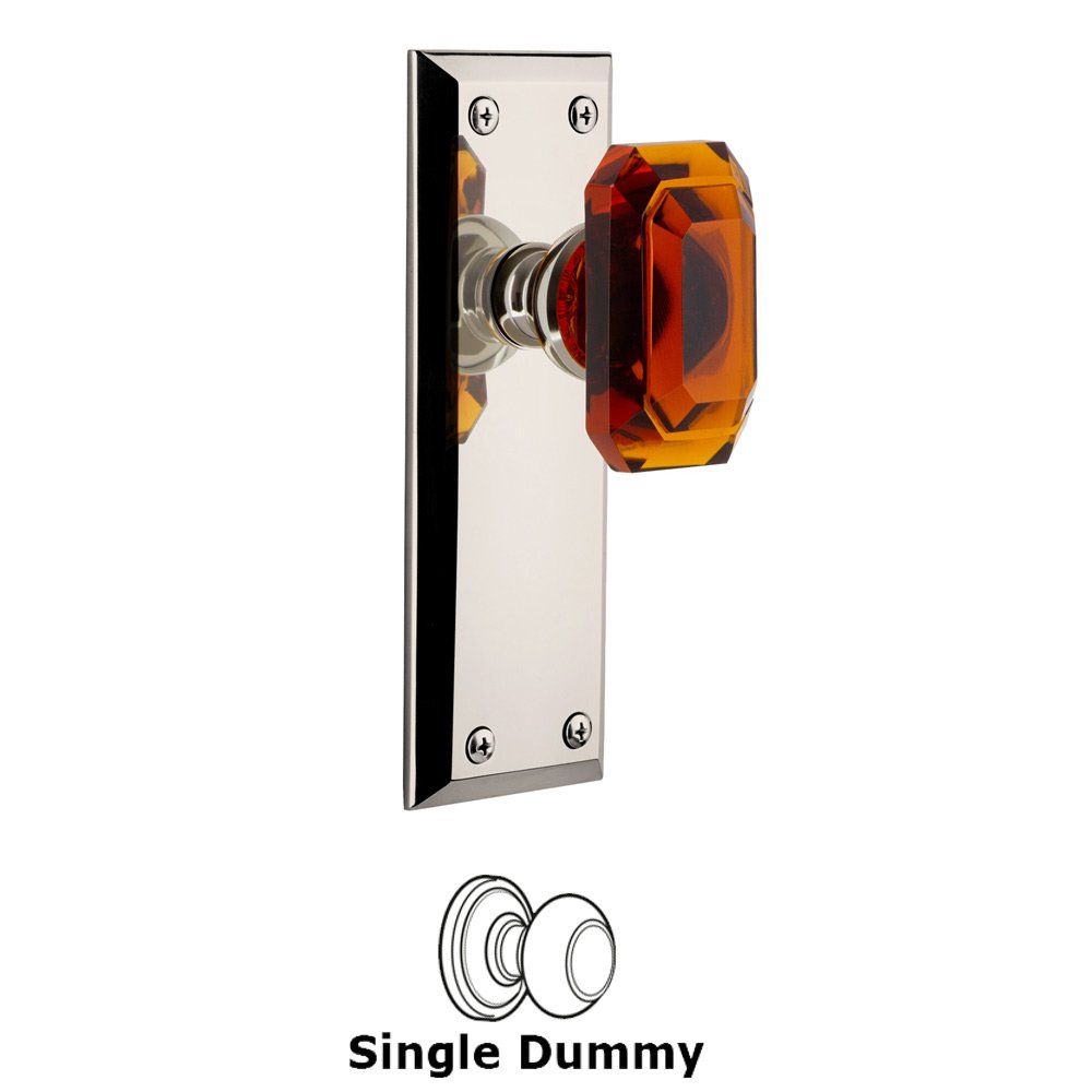 Grandeur Fifth Avenue - Dummy Knob with Baguette Amber Crystal Knob in Polished Nickel