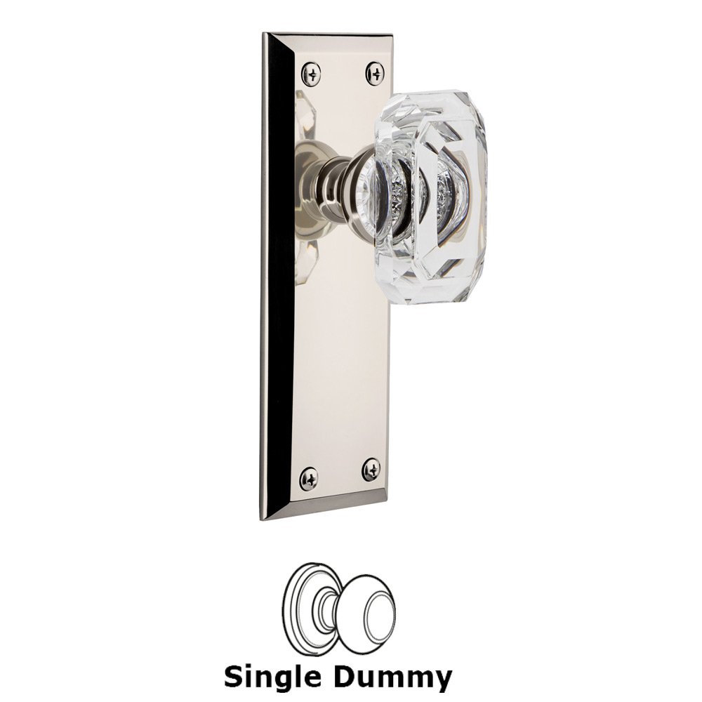 Grandeur Fifth Avenue - Dummy Knob with Baguette Clear Crystal Knob in Polished Nickel
