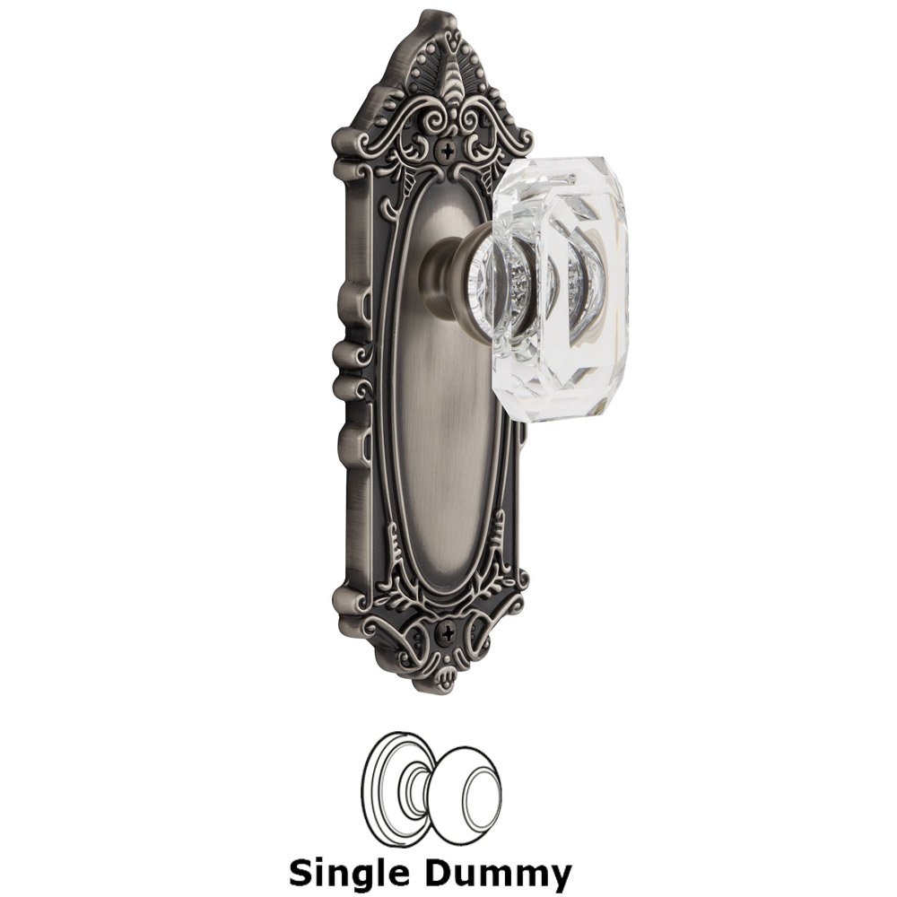 Grandeur Grande Victorian - Dummy Knob with Baguette Clear Crystal Knob in Antique Pewter