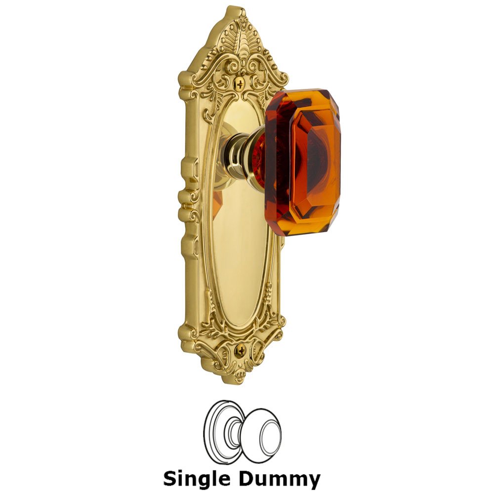 Grandeur Grande Victorian - Dummy Knob with Baguette Amber Crystal Knob in Polished Brass