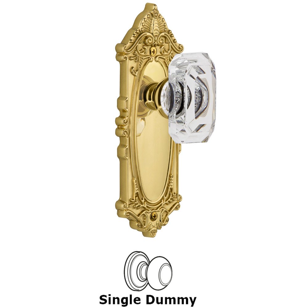 Grandeur Grande Victorian - Dummy Knob with Baguette Clear Crystal Knob in Polished Brass