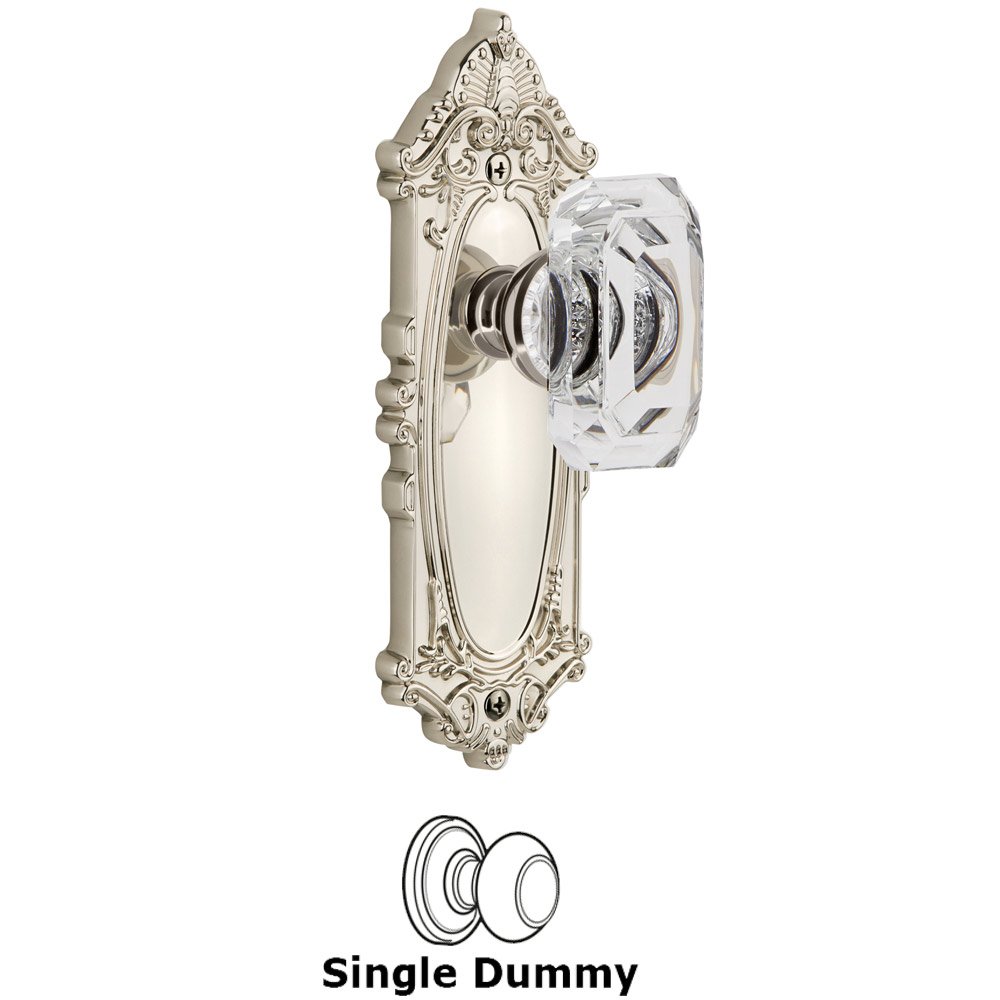 Grandeur Grande Victorian - Dummy Knob with Baguette Clear Crystal Knob in Polished Nickel