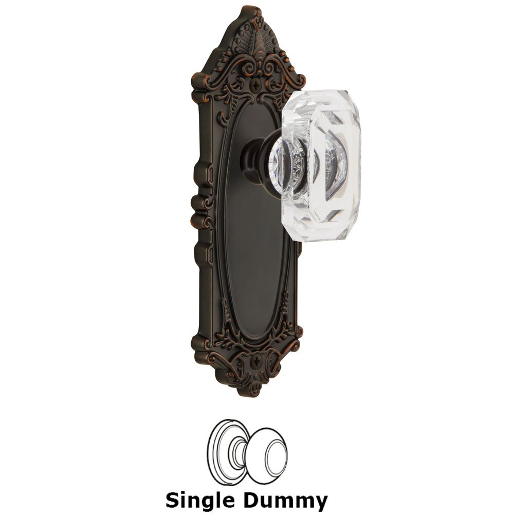 Grandeur Grande Victorian - Dummy Knob with Baguette Clear Crystal Knob in Timeless Bronze