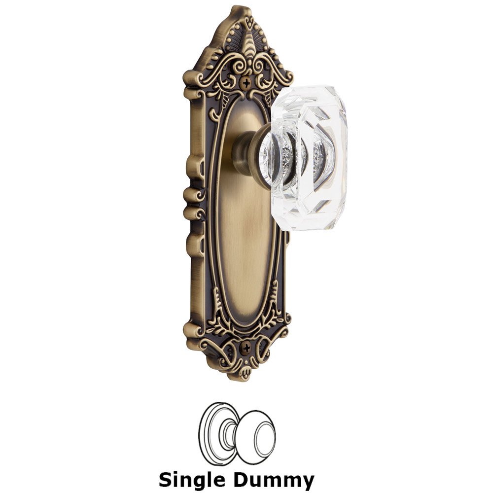 Grandeur Grande Victorian - Dummy Knob with Baguette Clear Crystal Knob in Vintage Brass