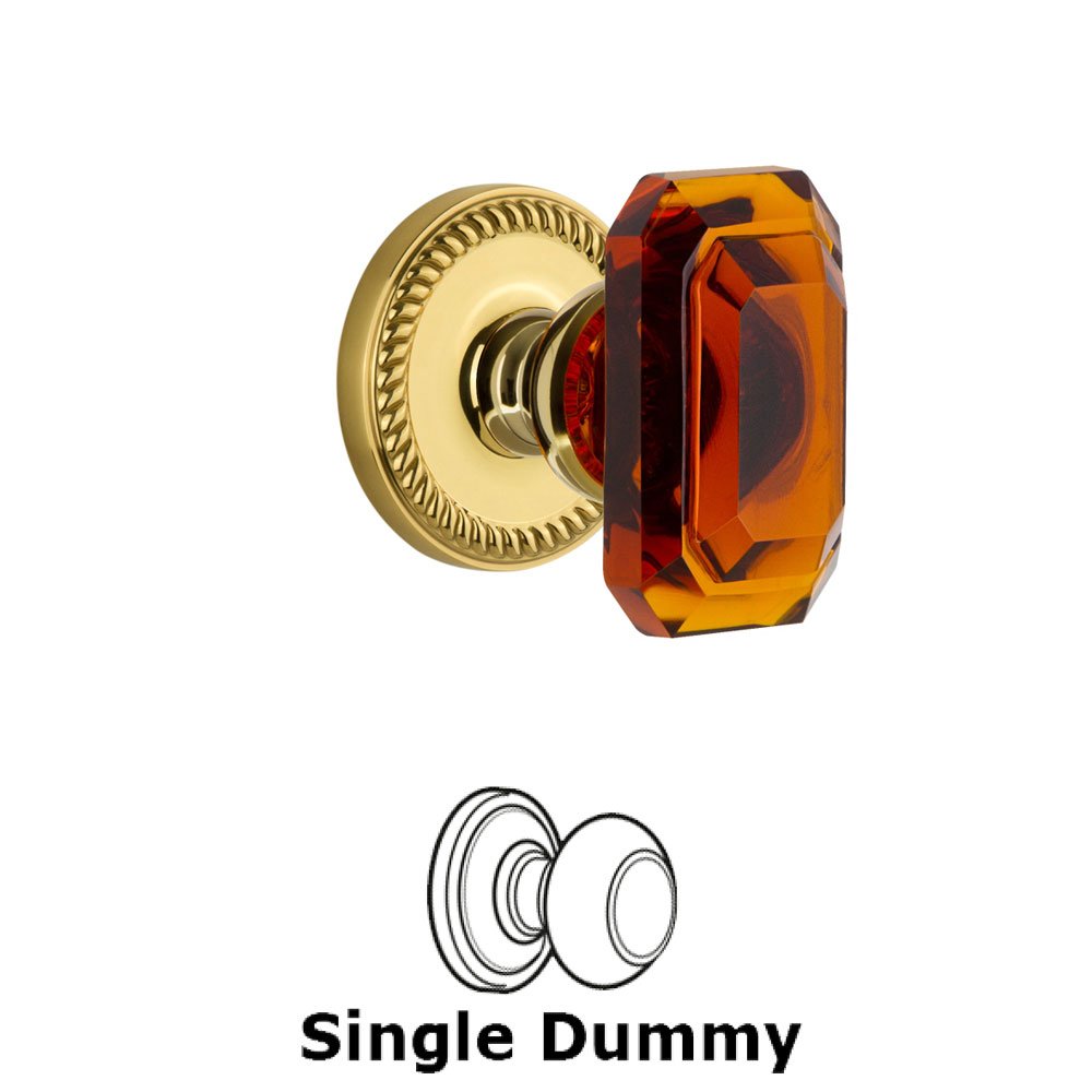 Grandeur Newport - Dummy Knob with Baguette Amber Crystal Knob in Polished Brass