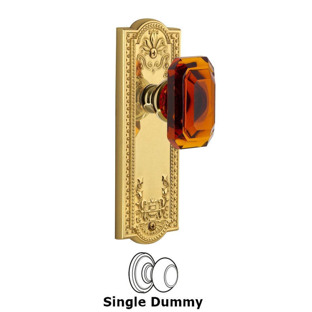 Grandeur Parthenon - Dummy Knob with Baguette Amber Crystal Knob in Polished Brass