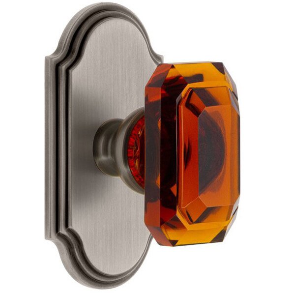 Grandeur Arc - Double Dummy Knob with Baguette Amber Crystal Knob in Antique Pewter
